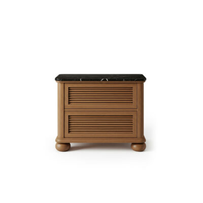 Modern Wooden Bedside Table with Slatted Front