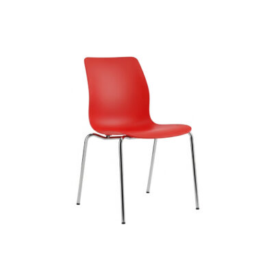 Red Plastic Dining Chair | Modern Cafeteria Seating
