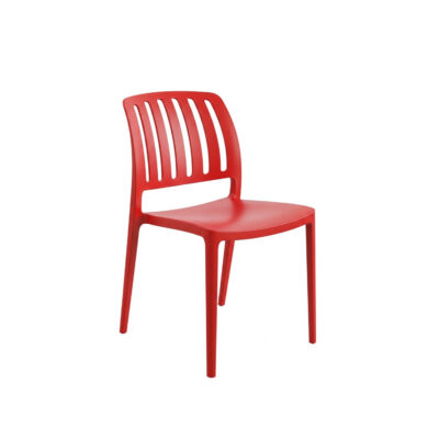 Red Plastic Dining Chair | Commercial Cafeteria Seating