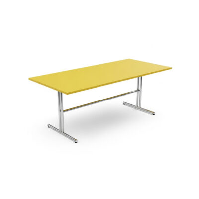 Rectangular Yellow Cafeteria Table with Metal Frame