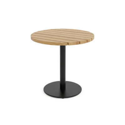 Round Wooden Slat Top Center Table