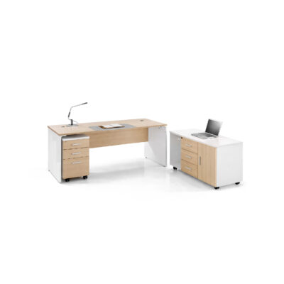 Modern Director Desk with Side Unit