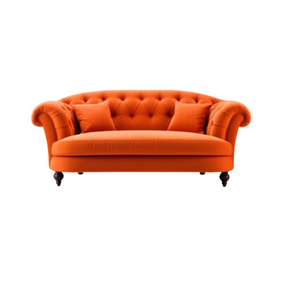 Classic Orange Tufted Sofa | Vintage Style Living Room Sofa