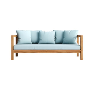 Wooden Frame Blue Sofa | Minimal Modern Living Room Sofa