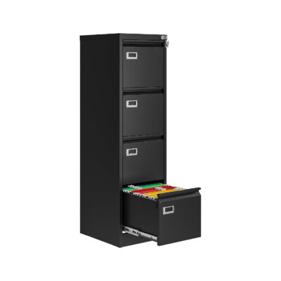 Black Lockable Steel Filing Cabinet for Secure File Storage