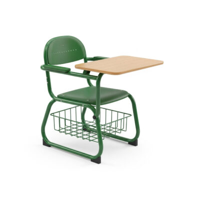 Green Study Chair with Attached Writing Pad and Basket