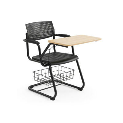 Grey Classroom Writing Pad Chair with Book Rack