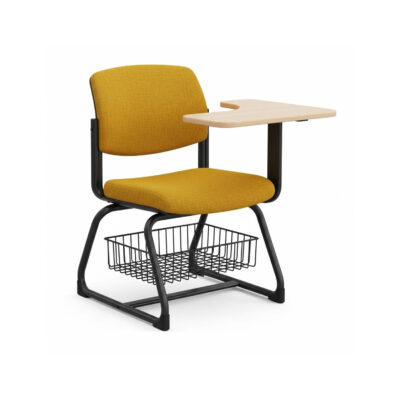 Yellow Student Desk Chair with Attached Writing Pad