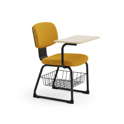 Mustard Classroom Writing Pad Chair with Book Rack