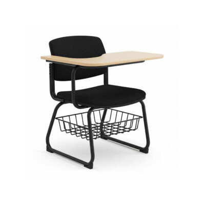 Black Classroom Desk Chair with Writing Pad